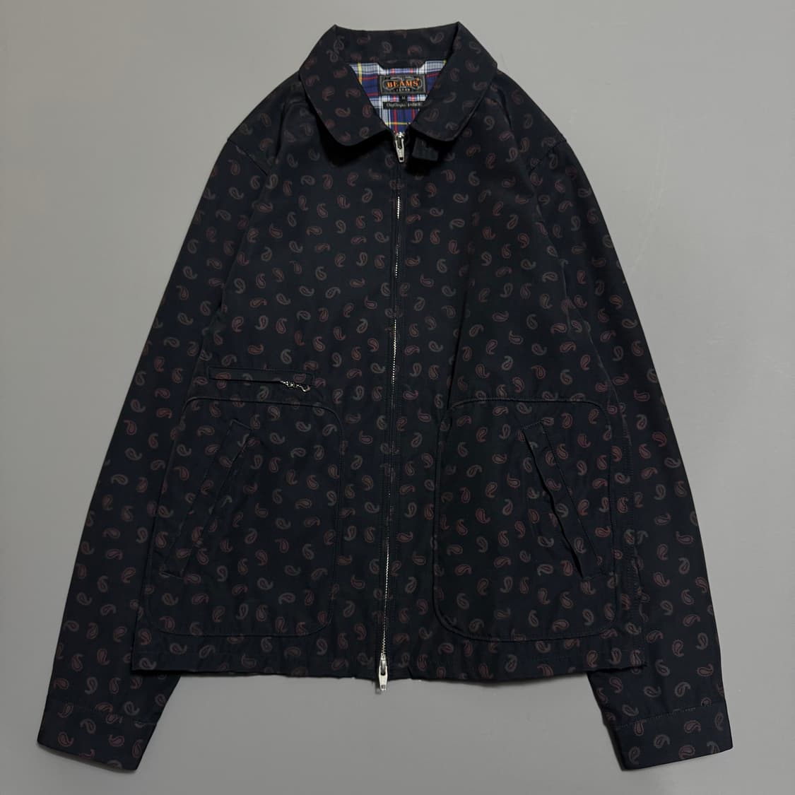 빔즈+(BEAMS+) 블랙컬러 페이즐리 패턴 더블 집업 스윙톱 자켓 상품이미지7