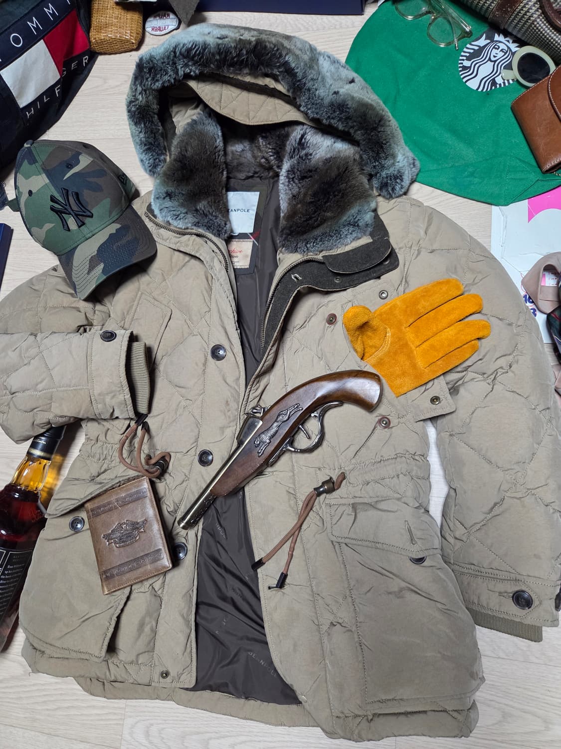 BEAN POLE 천연 모피(토끼털) 퀼팅 오리털 패딩 자켓 점퍼 다운 상품이미지2