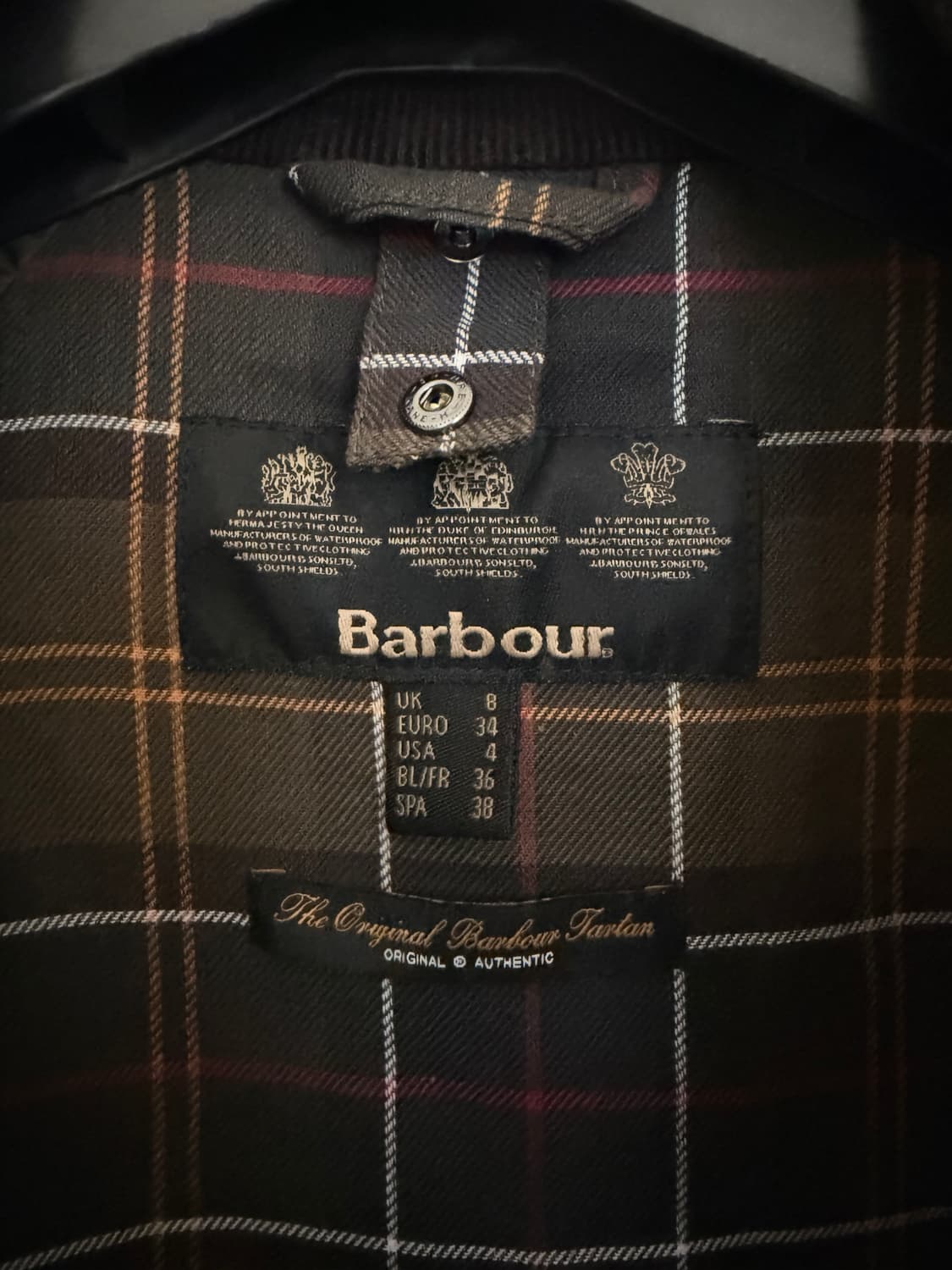 바버 클래식 비드넬 왁스 자켓( UK 8 / EURO 34 )올리브 상품이미지5