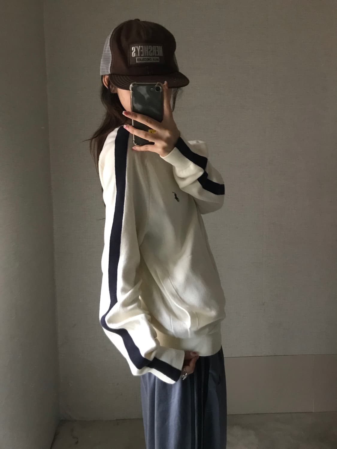 폴로 크림 네이비 니트집업 상품이미지4