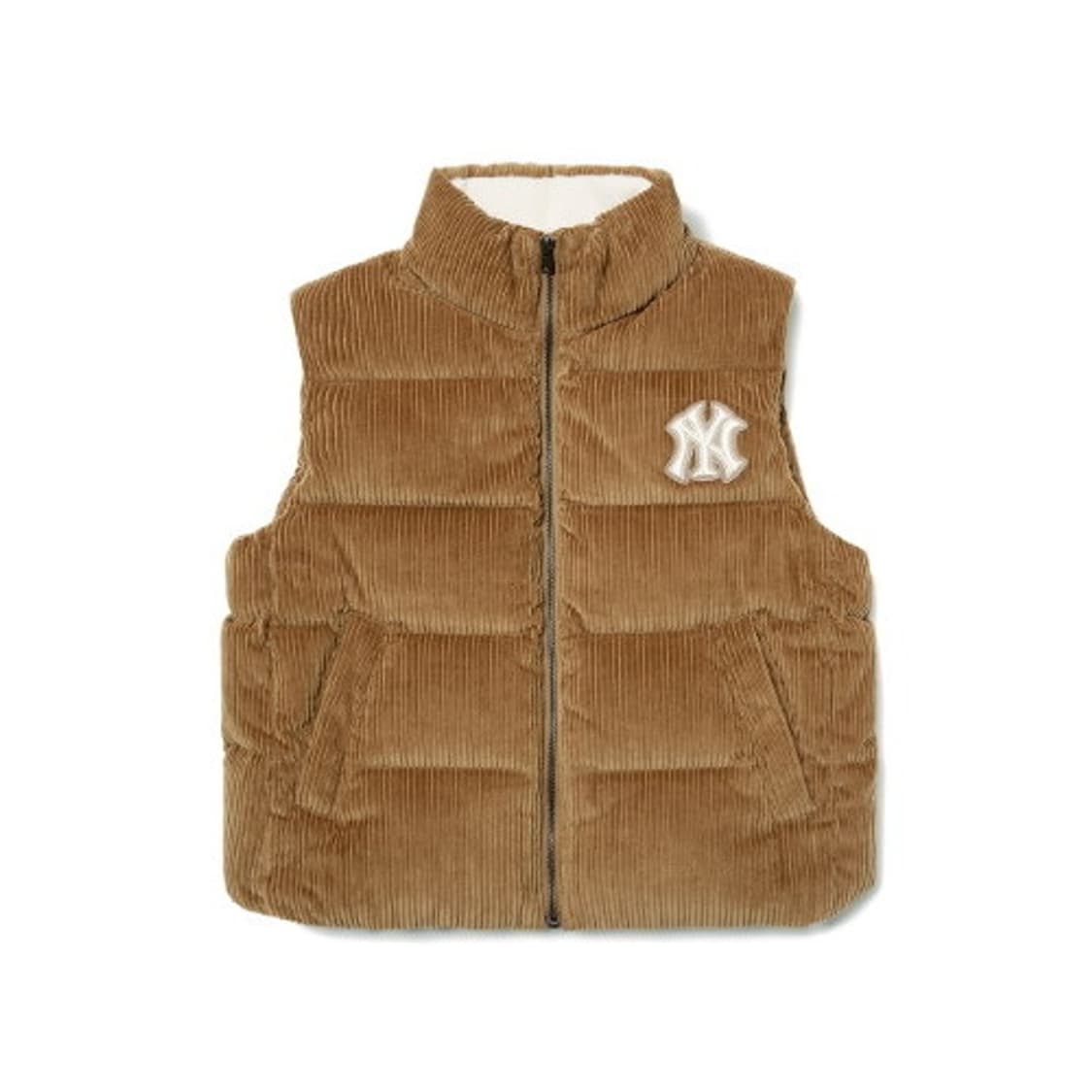MLB 코듀로이 베이스 덕다운 베스트 패딩 조끼 브라운 XL 상품이미지1