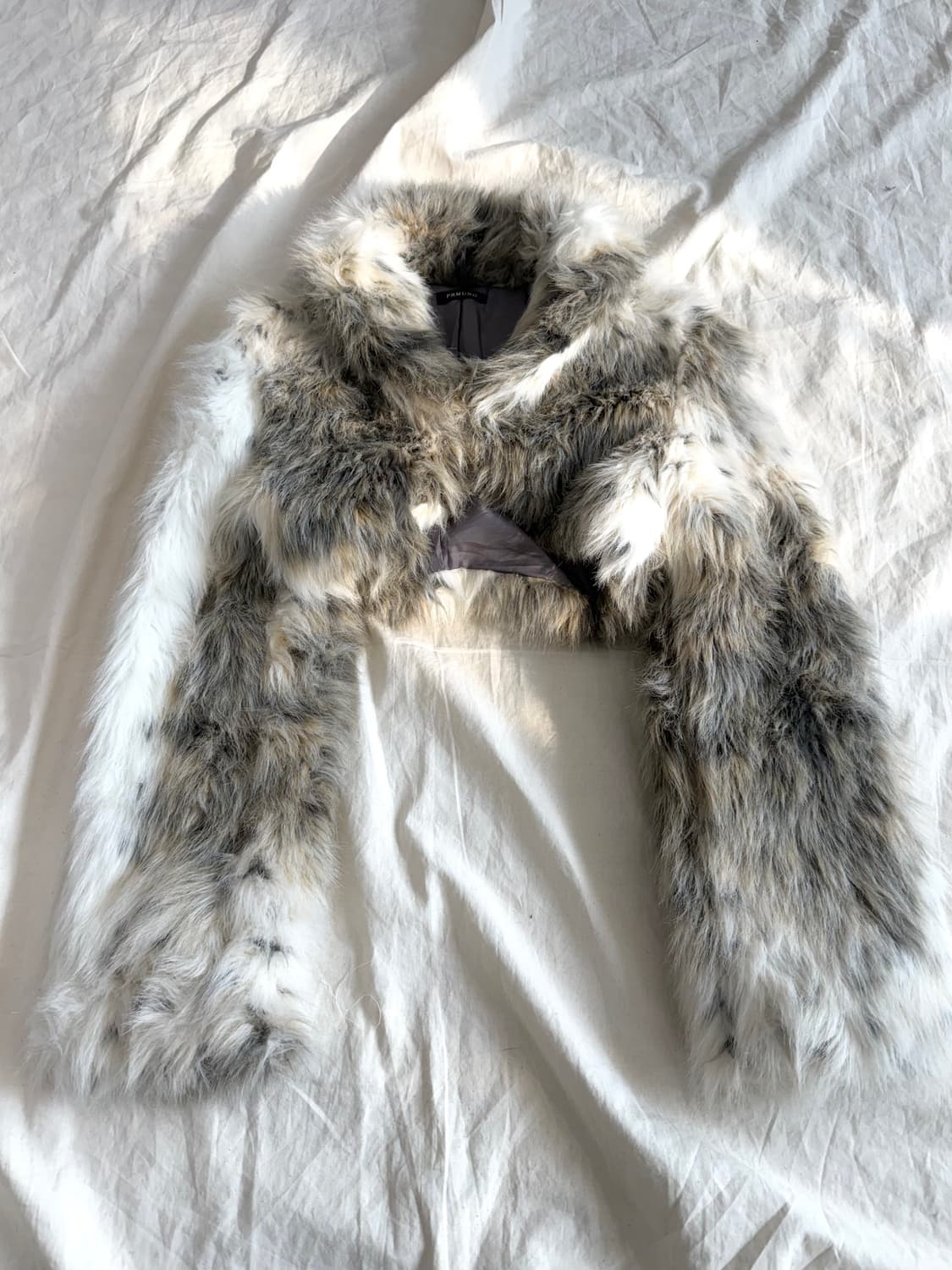 Y2k 호피 애니멀패턴 갸루 믹스 크롭 퍼 자켓  상품이미지1