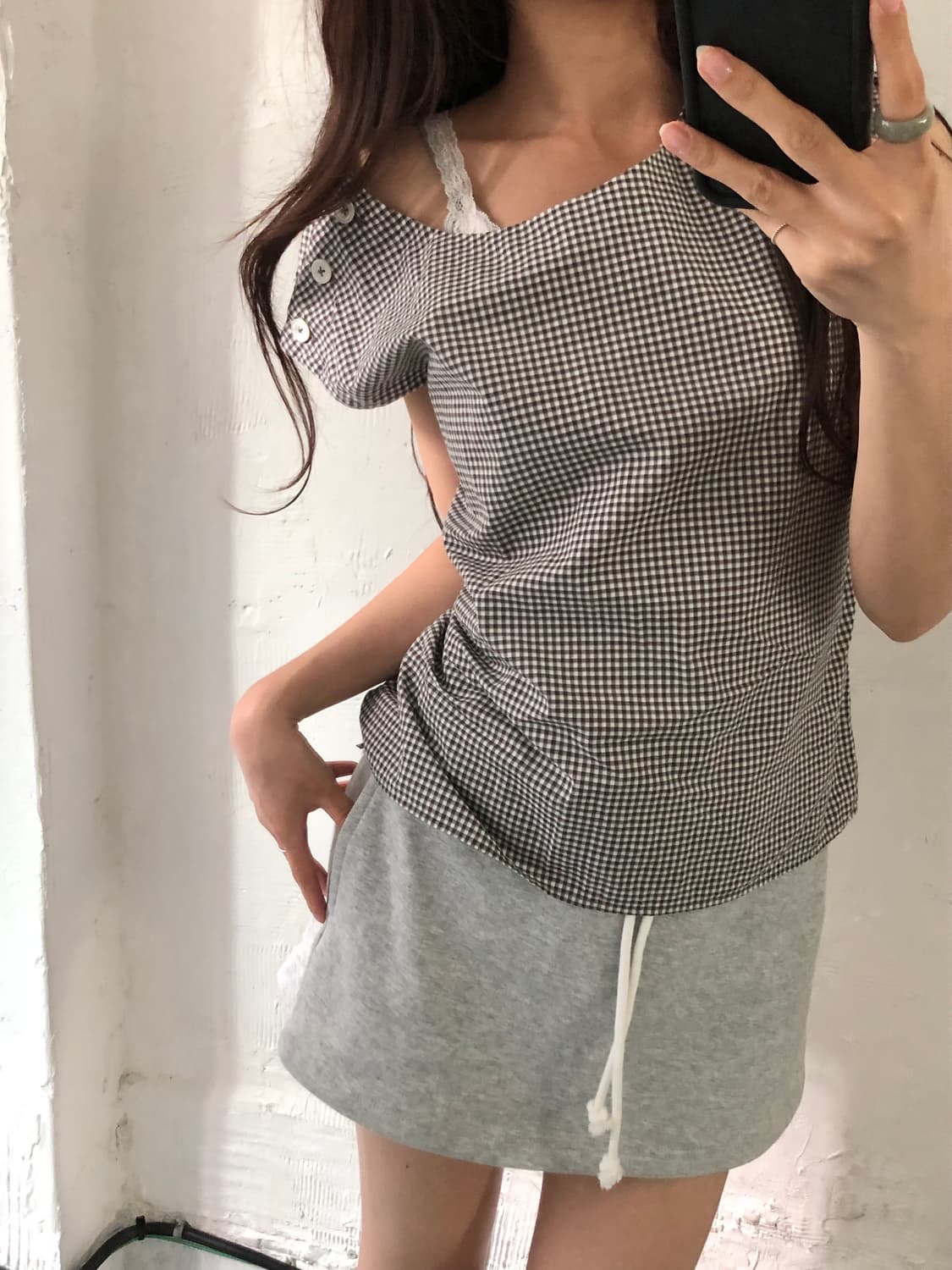 Margaret Howell 마가렛호웰 깅엄체크 슬리브리스 블라우스 상품이미지2