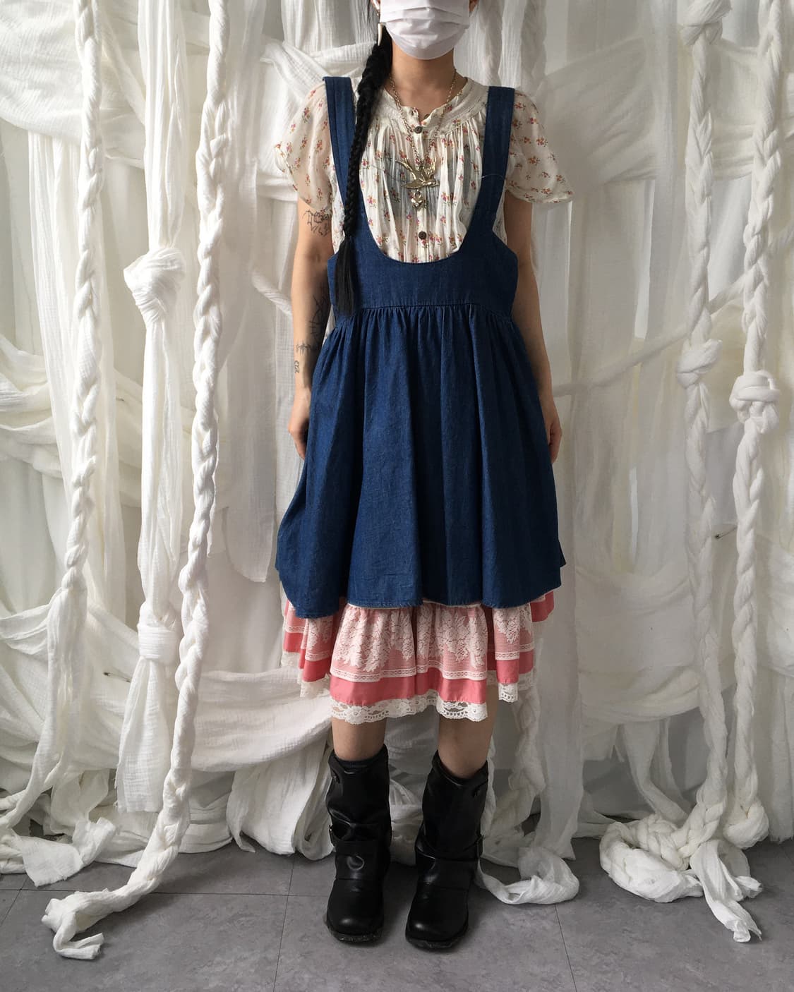 Denim suspender mood onepiece 상품이미지7