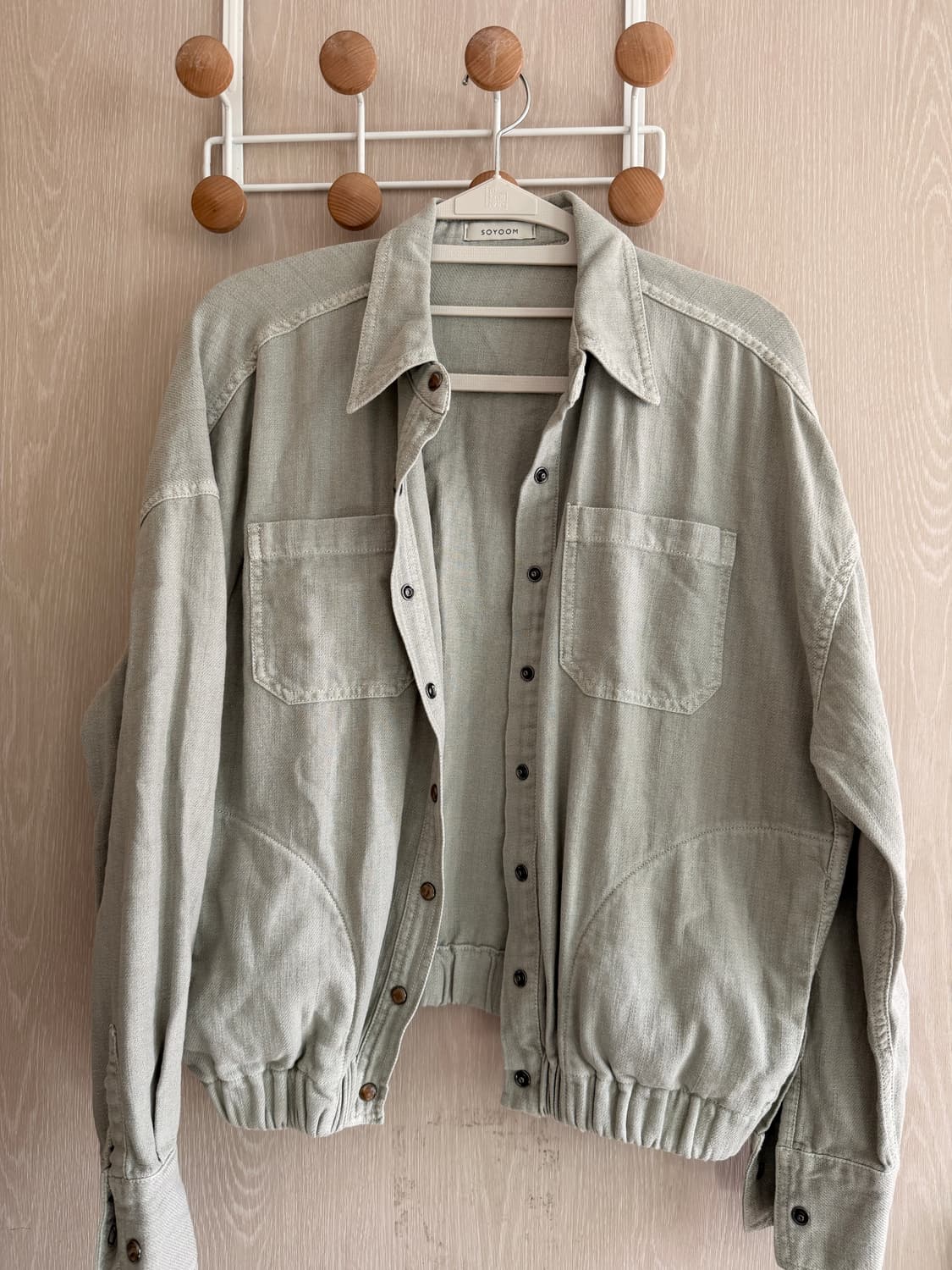 소윰 리넨 블루종 카키 S 상품이미지1