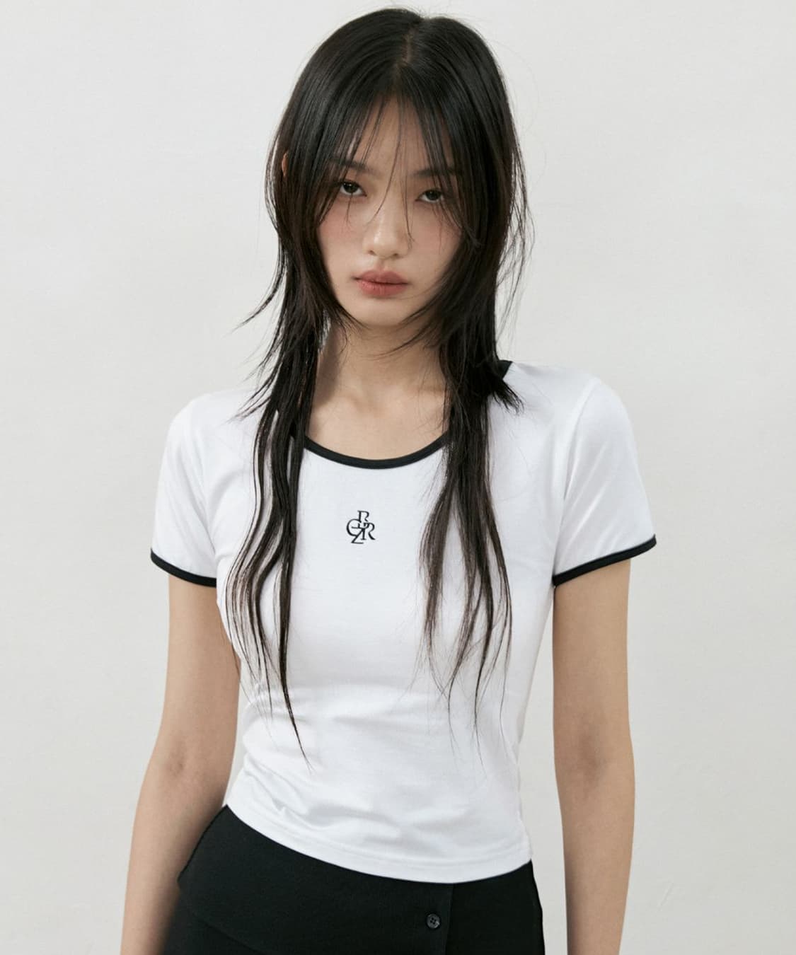 시티브리즈 라인 배색 슬림 반팔 티셔츠 링거 티 상품이미지1