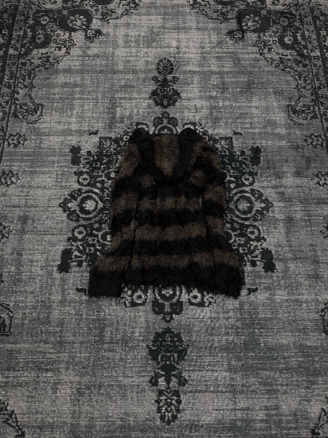 Villand black brown acrylic fur hood 상품이미지6