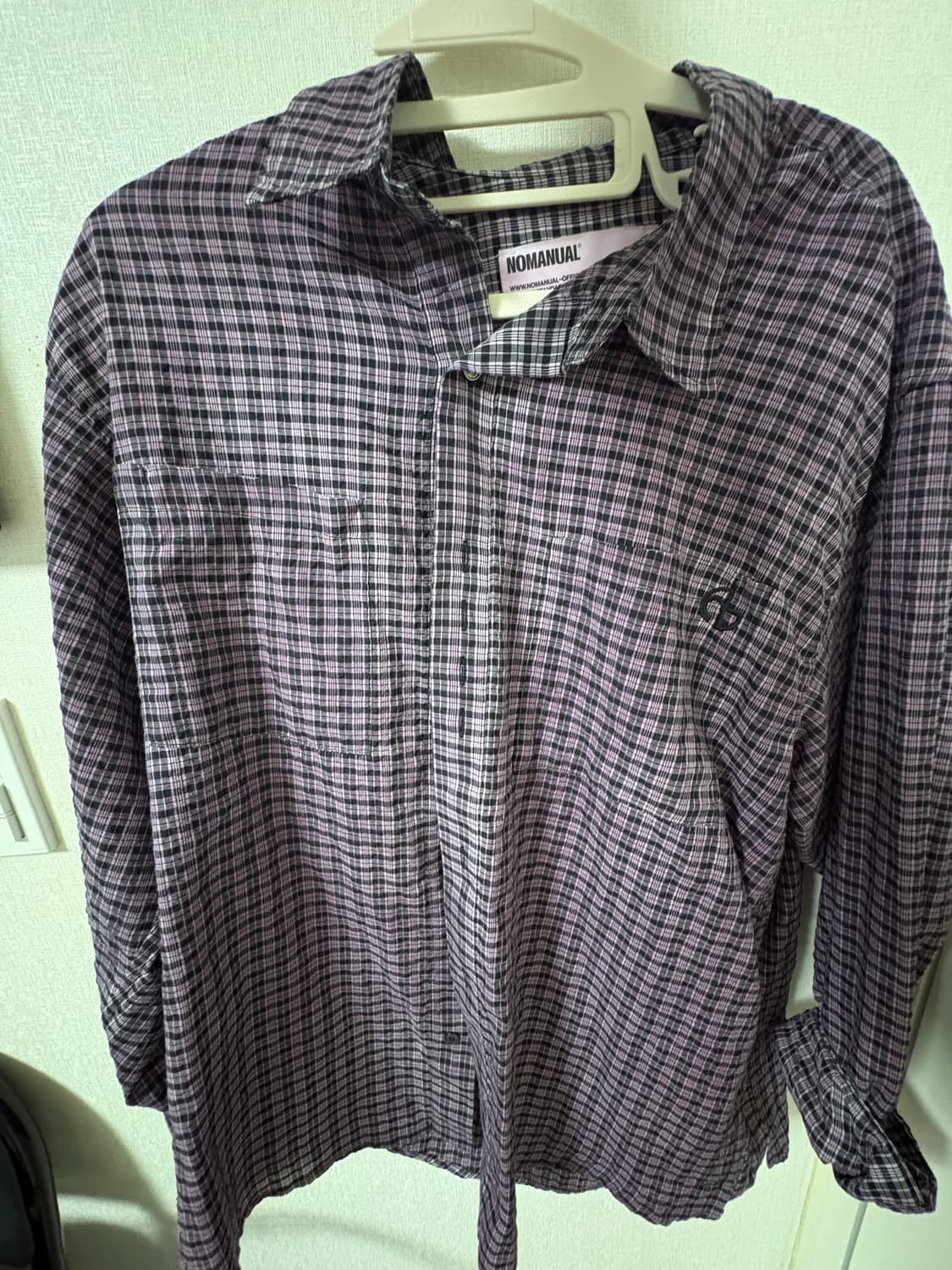 NOMANUAL OVERDYED CHECK SHIRT - PURPLE 상품이미지3