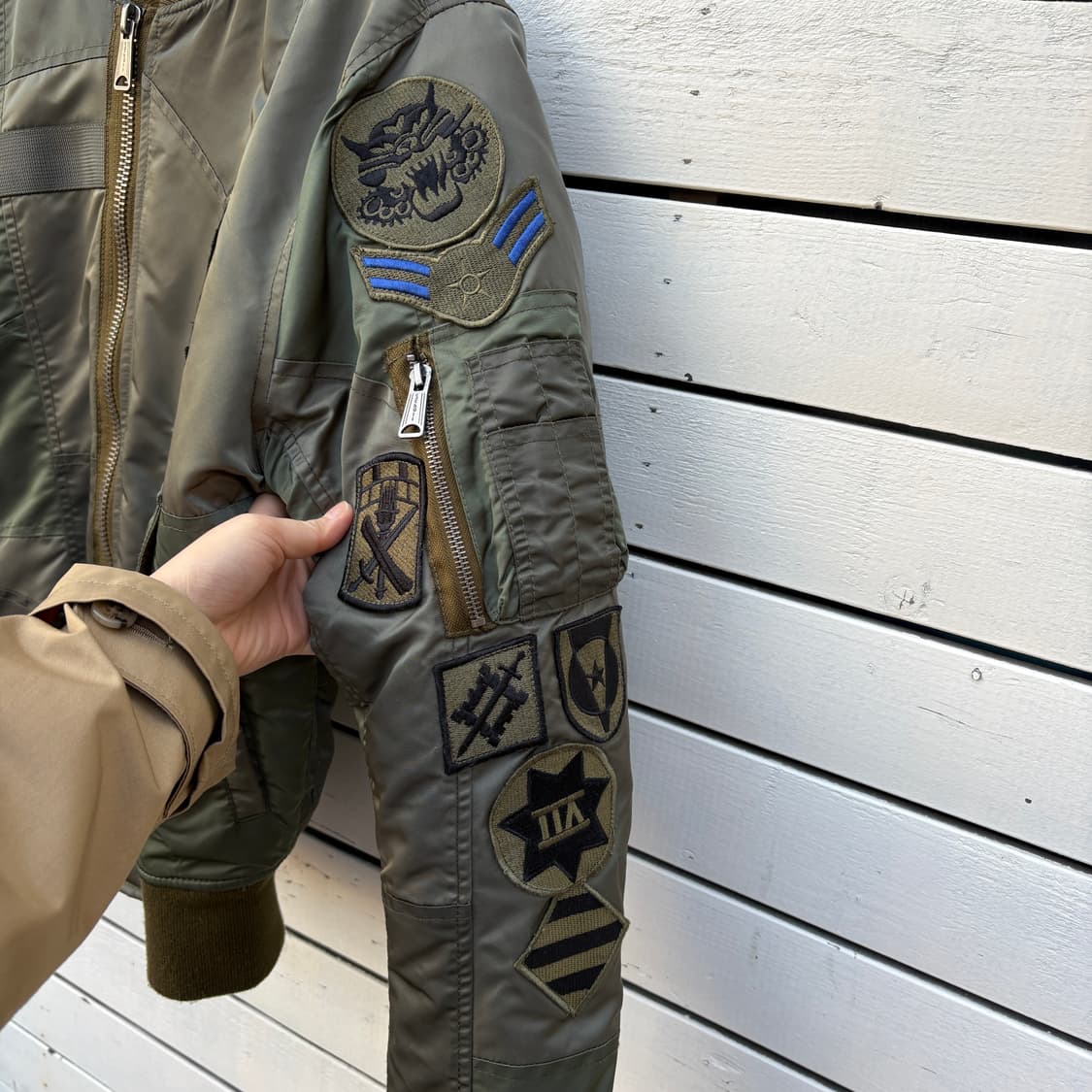 Schott 쇼트 패치워크 Ma-1 자켓 상품이미지4