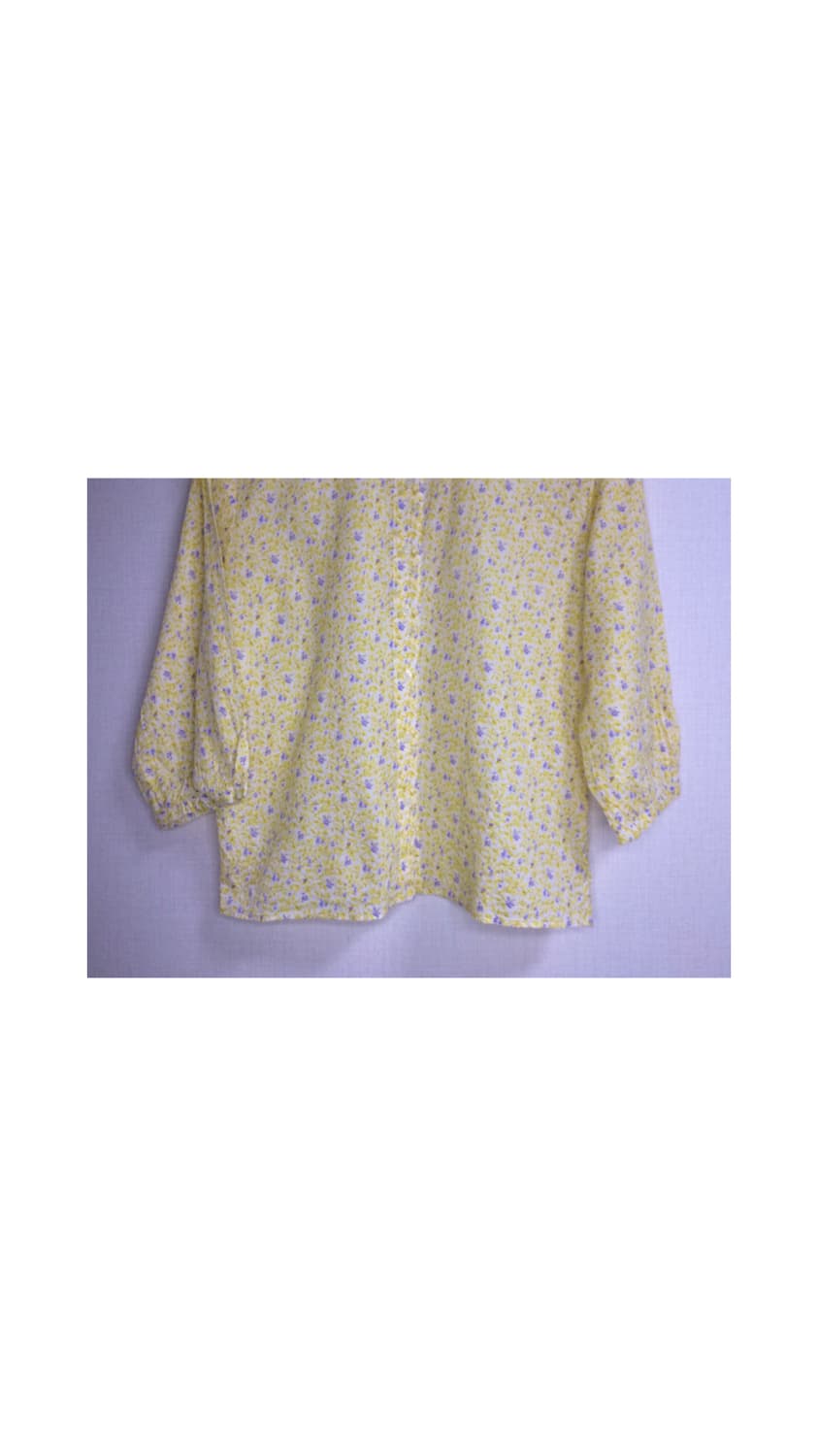 빈티지 옐로우 잔꽃 플라워 7부 소매 블라우스 상품이미지3