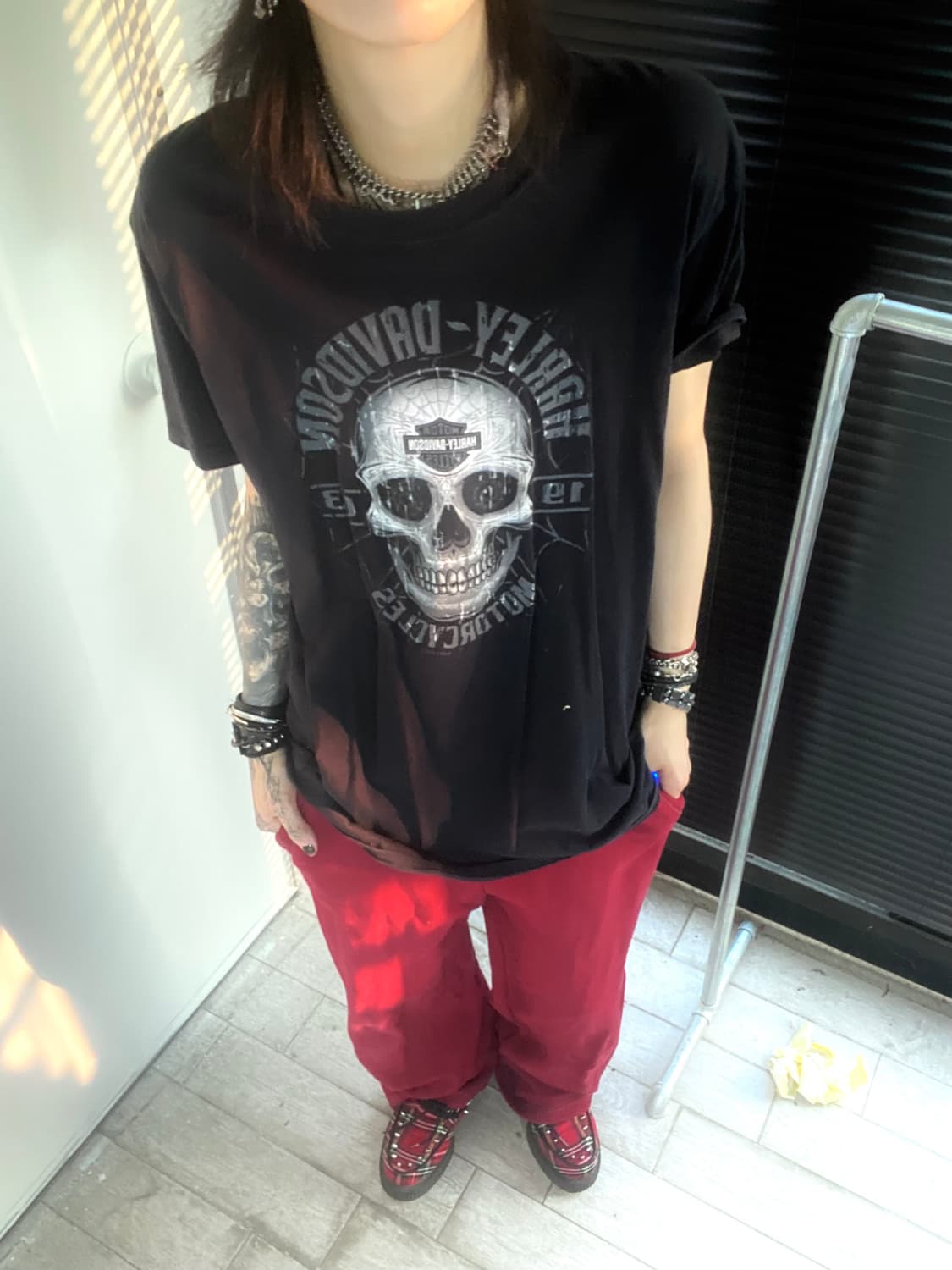 Harley Davidson skull 1/2 T shirts 상품이미지3