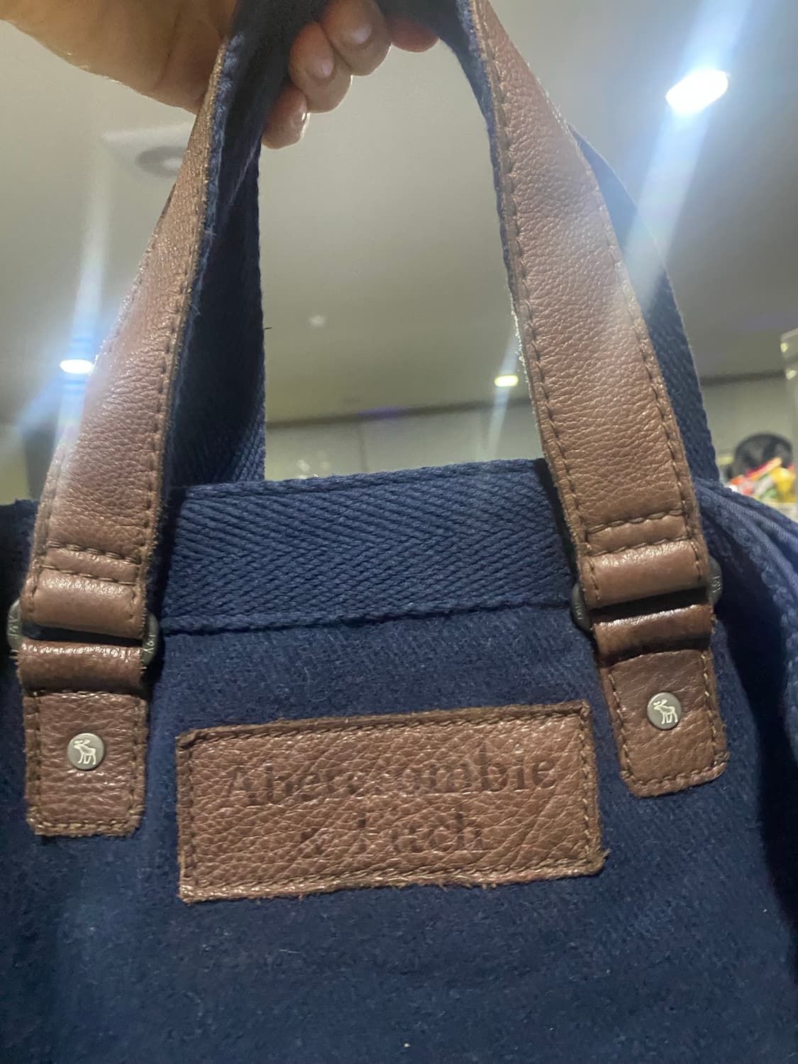 아베크롬비 가죽 배색 패브릭 가방 상품이미지2