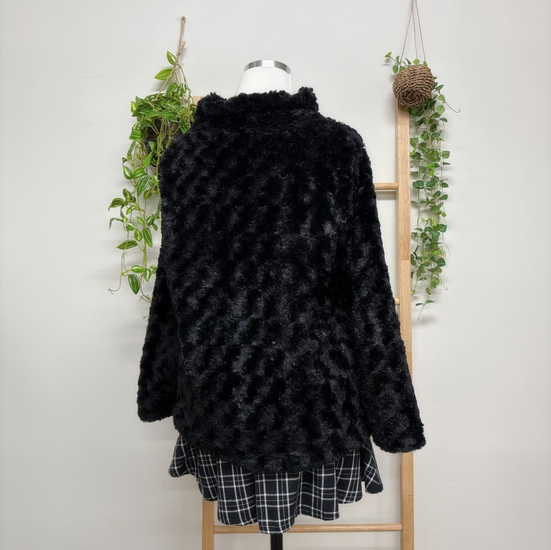 JPN/ 블랙 털 자켓 코트 숏코트 크롭코트 블랙퍼  상품이미지4