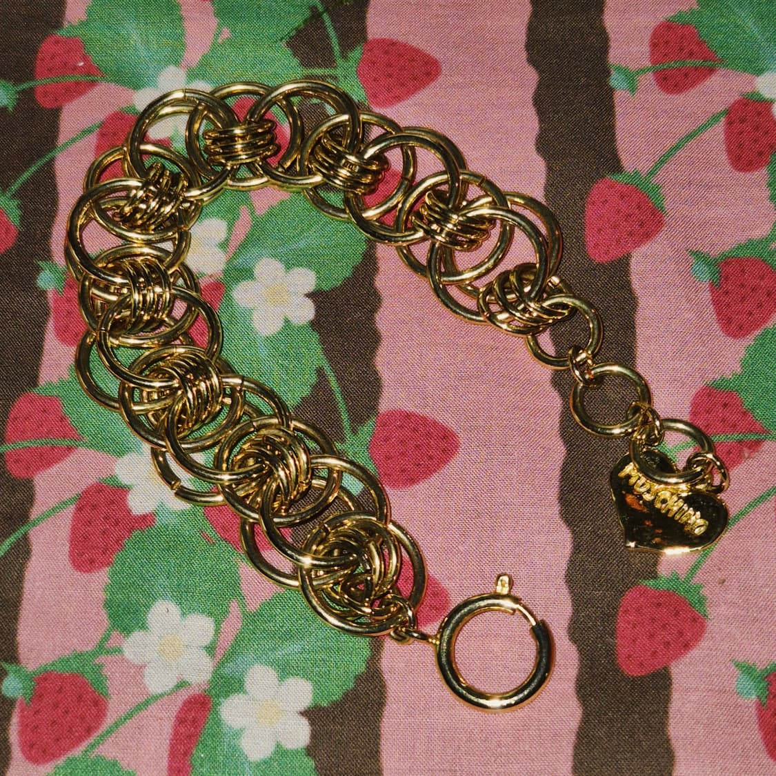 90s 모스키노 사슬 라운드 볼드 하트 팔찌 상품이미지8