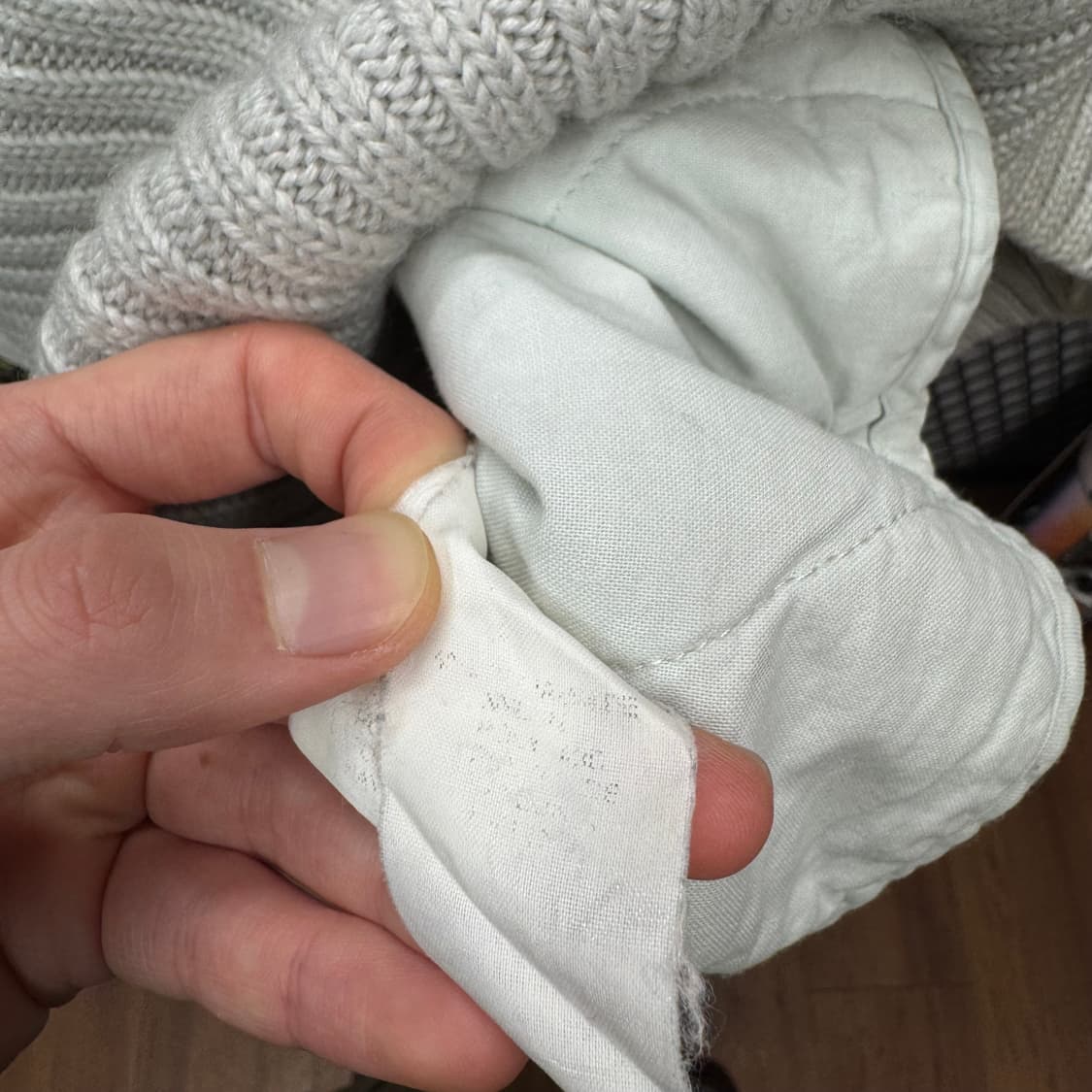 디젤 롱 파카 집업 자켓 니트 시보리 디테일 아이보리 블루 배색 상품이미지6