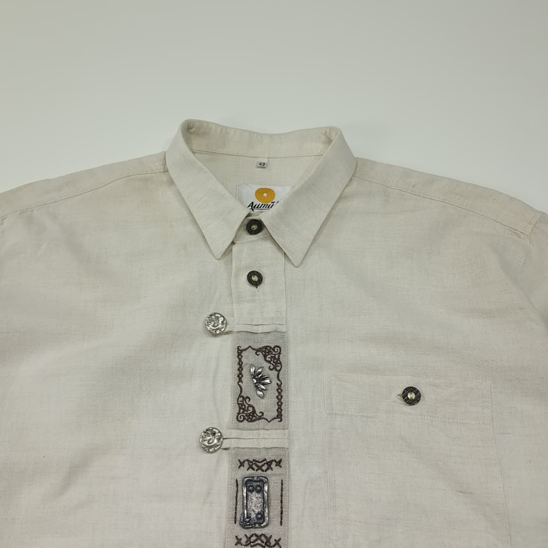 CL821 XL 아우밀레 90s 독일 트라흐텐 바바리엔 린넨 알펜 셔츠 상품이미지2
