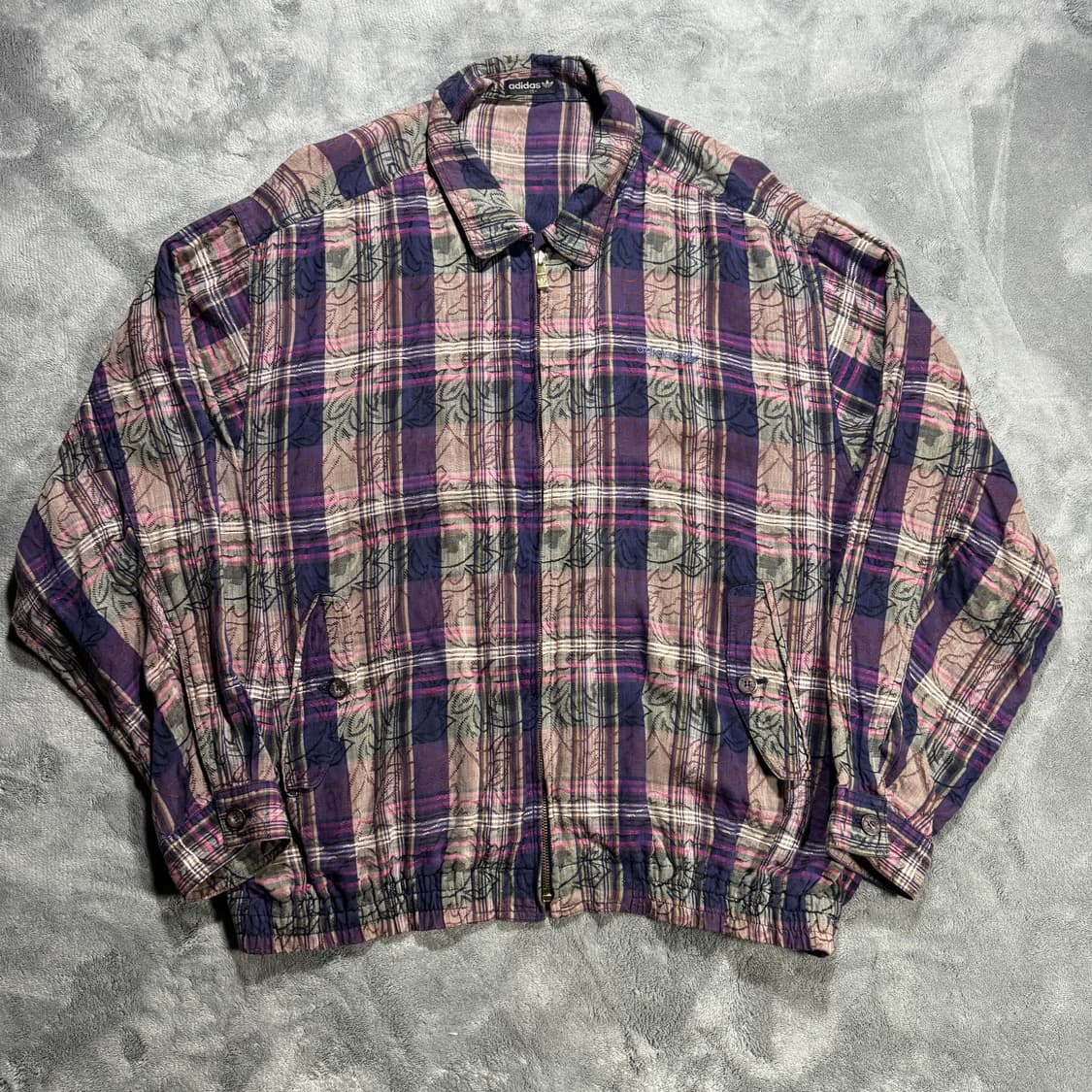 90s 아디다스 체크패턴 블루종 상품이미지1