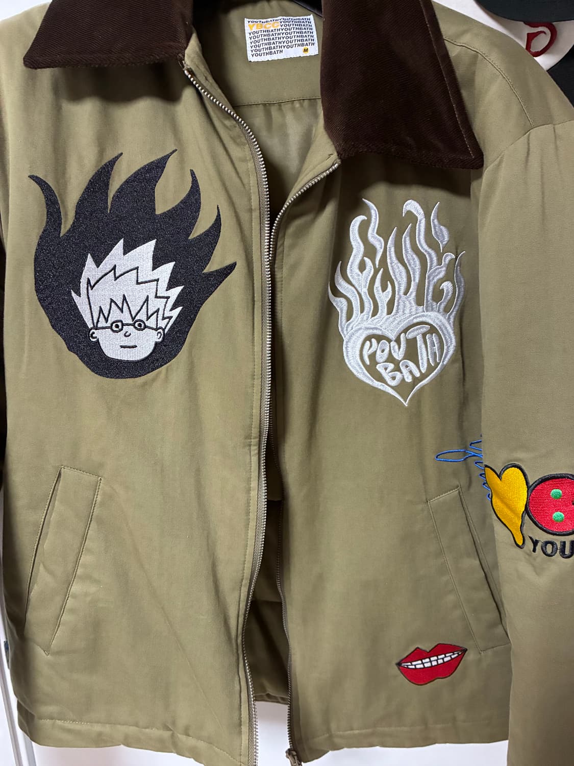 YOUTH BATH 자켓 M 카키색 자수 자켓 팔아용 상품이미지1