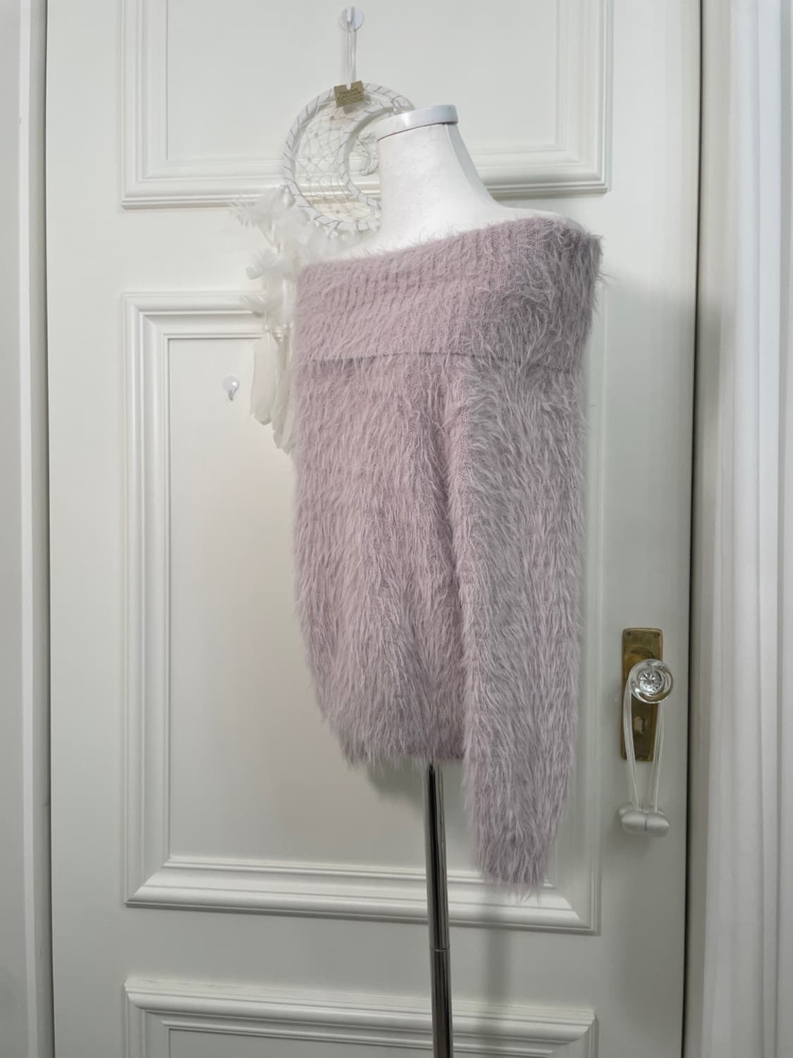 lavender shaggy off-shoulder basic sweat 상품이미지2