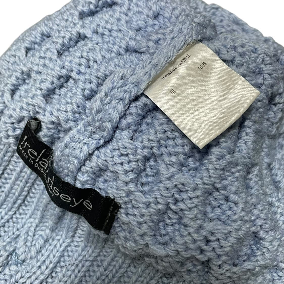 아일랜드아이 울 케이블 니트 비니 라이트 블루 상품이미지5