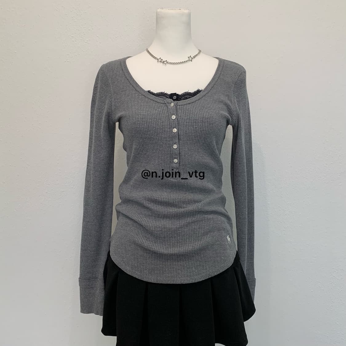 아베크롬비 헨리넥 그레이 와플 롱슬리브 상품이미지1