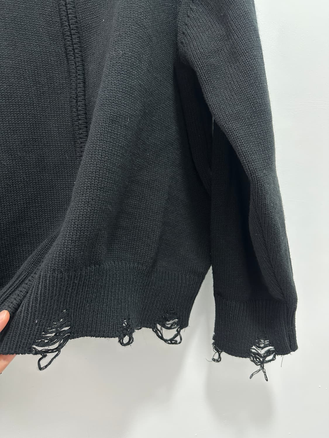 Distressed cut line 2 way full zip hoodi 상품이미지7