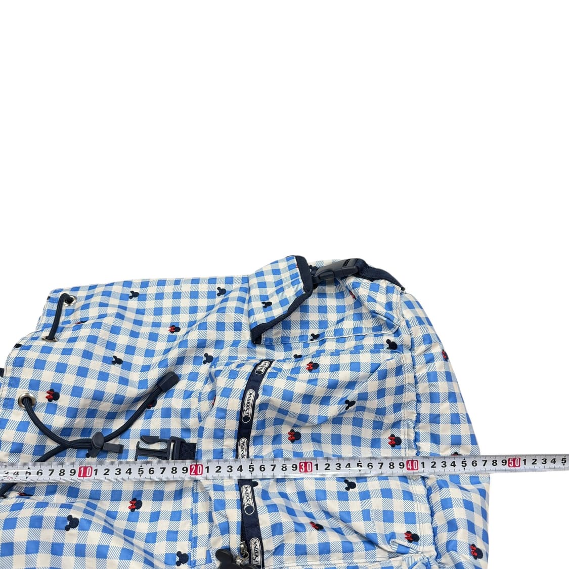 레스포삭 모리걸 미키 체크 패턴 복조리 포켓 백팩 가방 블루 상품이미지7