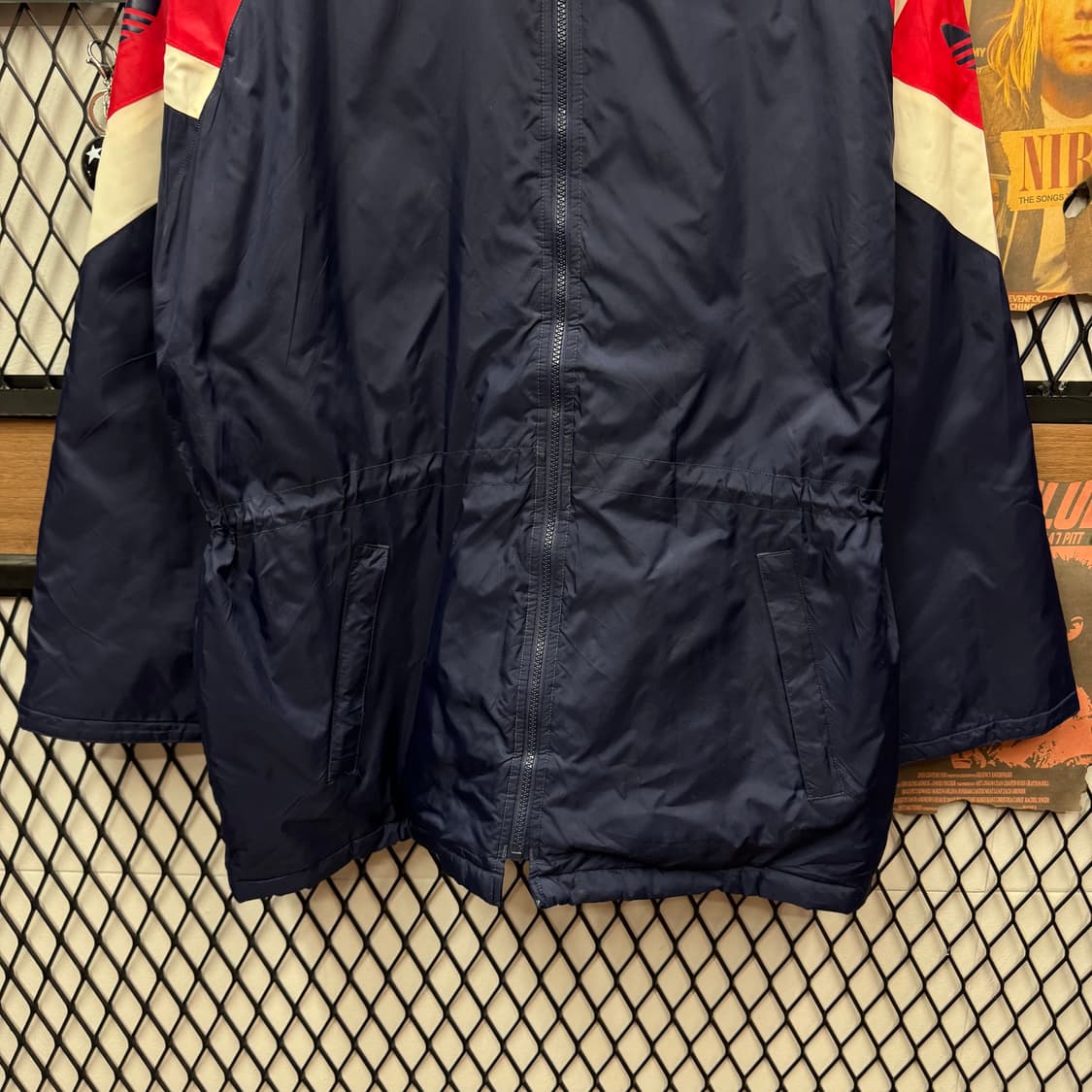 90s 아디다스 올드스쿨 바람막이 돕바 전면 로고 포인트 네이비 레드 상품이미지4