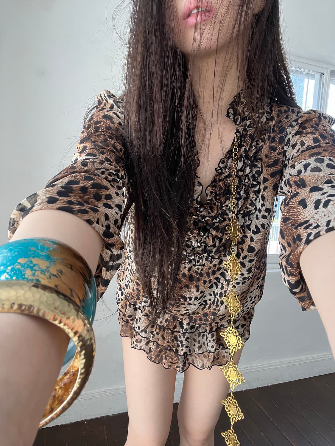 레오파드 프릴 탑 상품이미지2