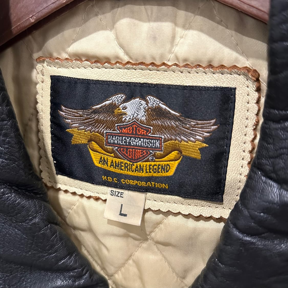 할리데이비슨 가죽 레더 라이더 자켓 패치 레터링 로고 디테일 크림&블랙 상품이미지6