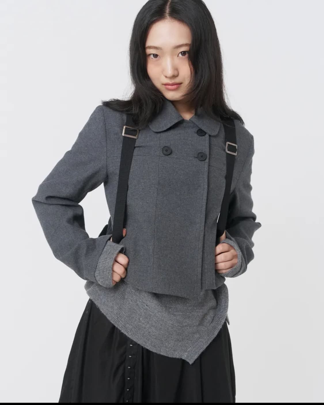 미세키 서울 라운드칼라 더블 자켓 그레이 새제품 상품이미지1