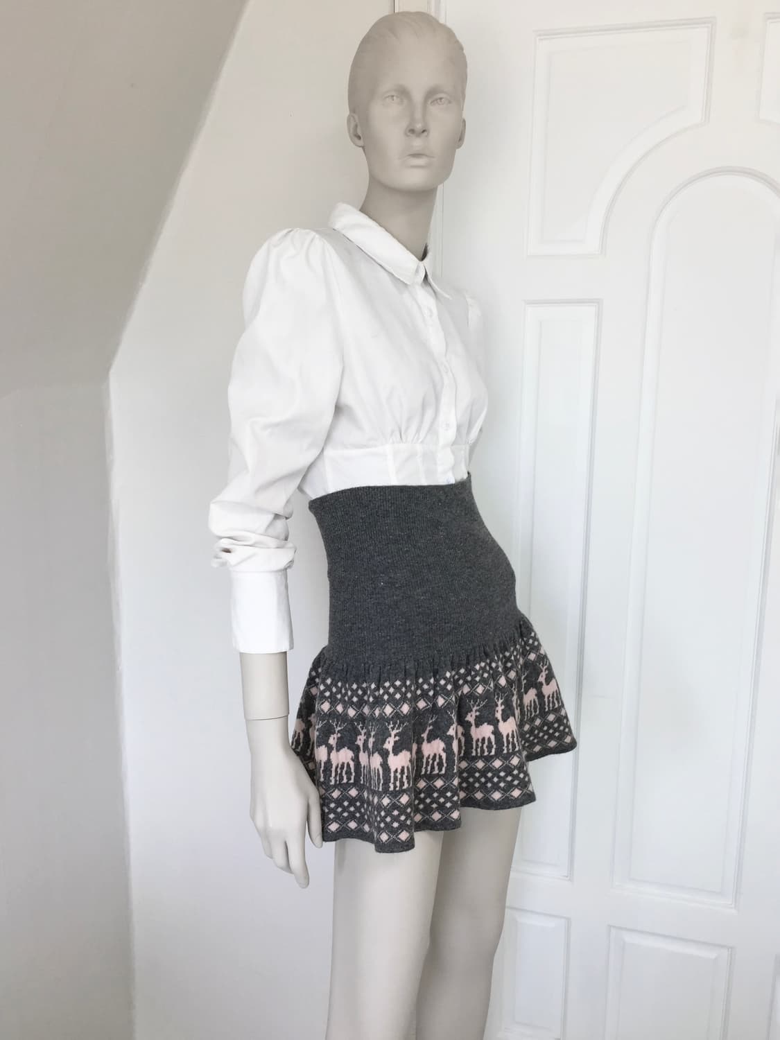 Nordic Gray pink Knited Skirt 상품이미지2