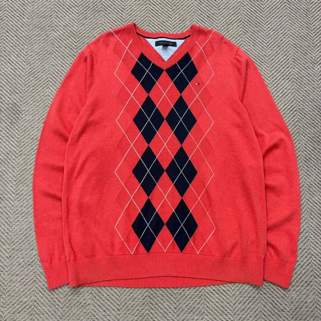 타미힐피거 브이넥 아가일 니트 v2601 상품이미지1