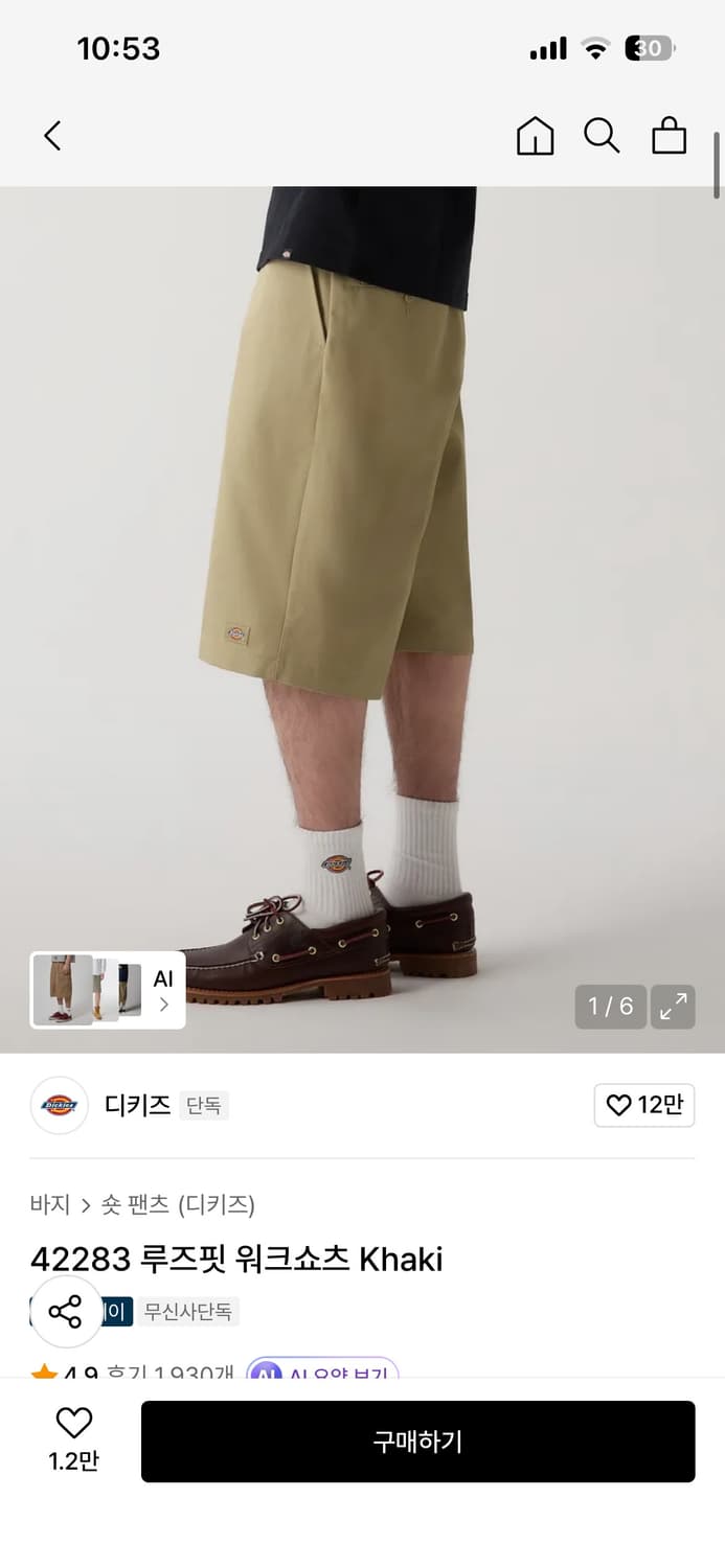 디키즈 루즈핏 워크쇼츠 Khaki - 30 상품이미지1