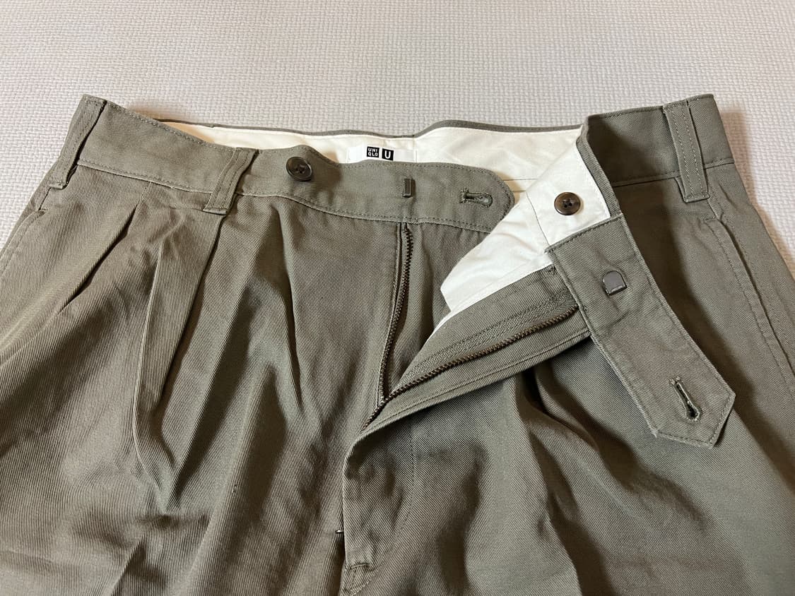 무료배송 - 1회착용 유니클로 U 투턱 와이드팬츠(올리브) 36 상품이미지3