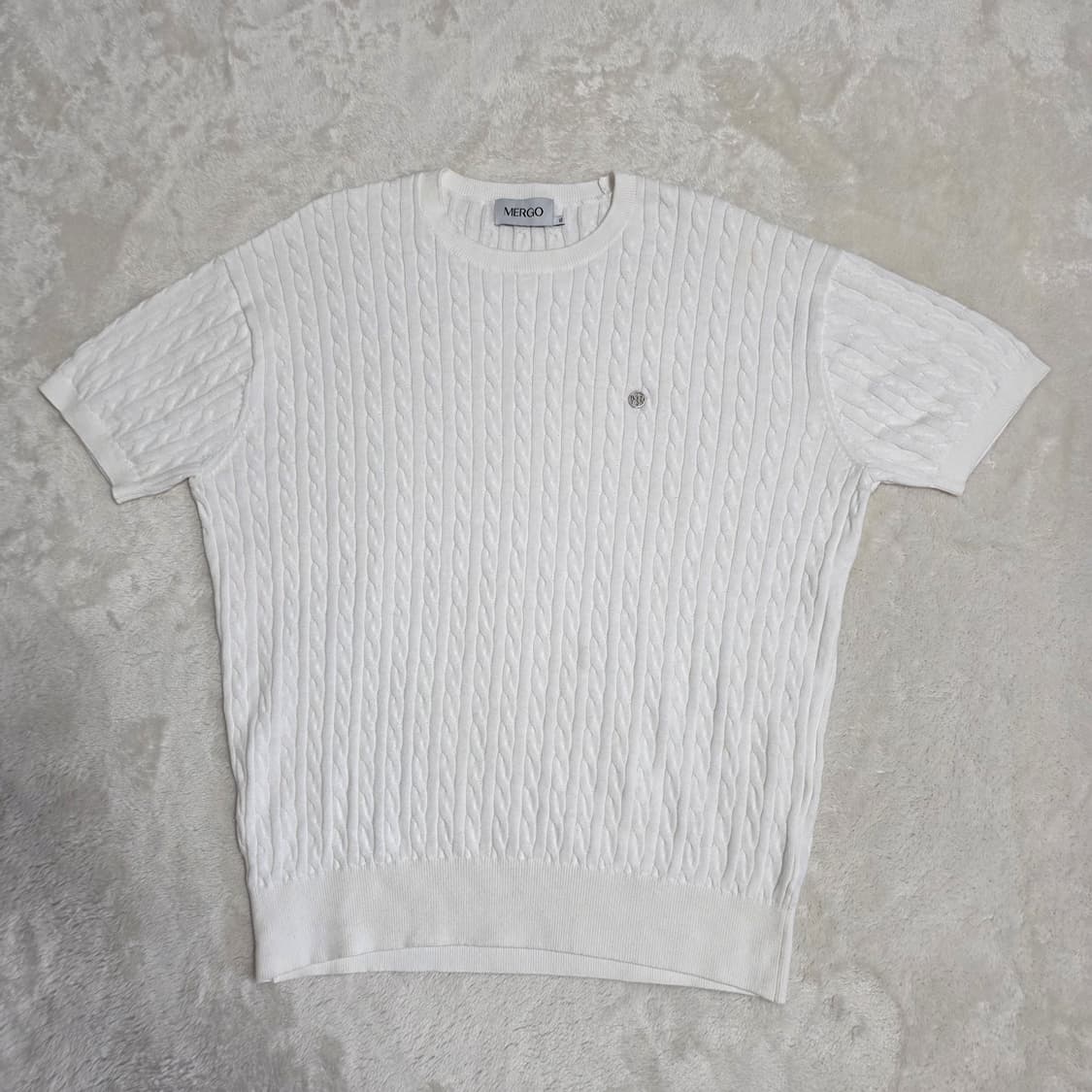 (XL)메르고 케이블 라운드넥 반팔 니트  상품이미지2