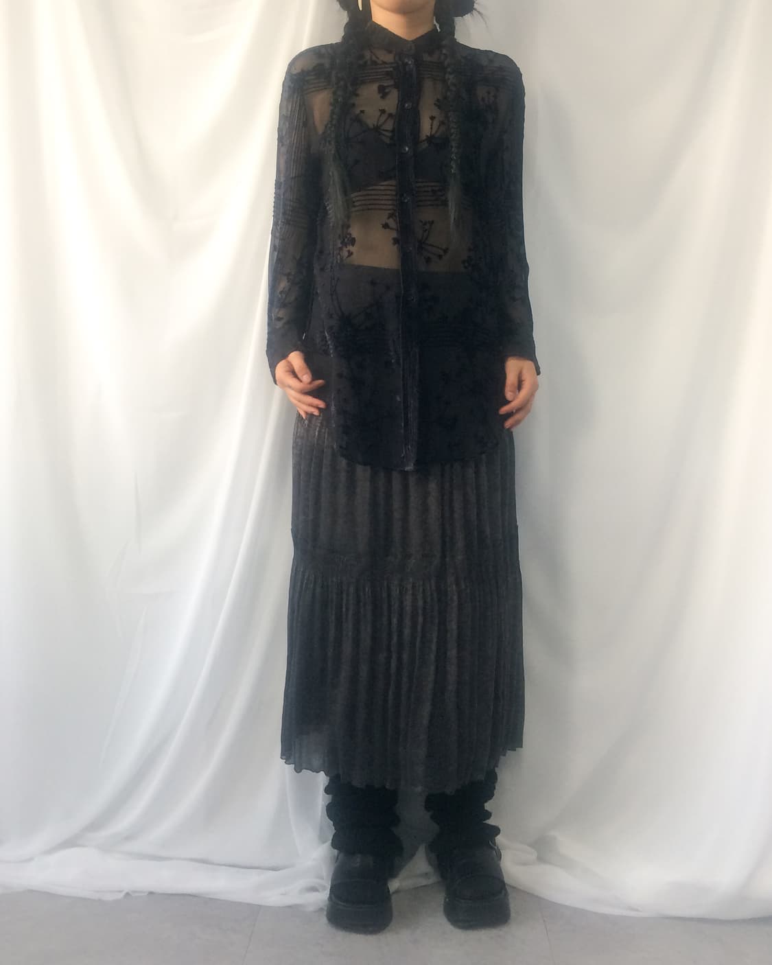 Ornament pattern layer long skirt 상품이미지6