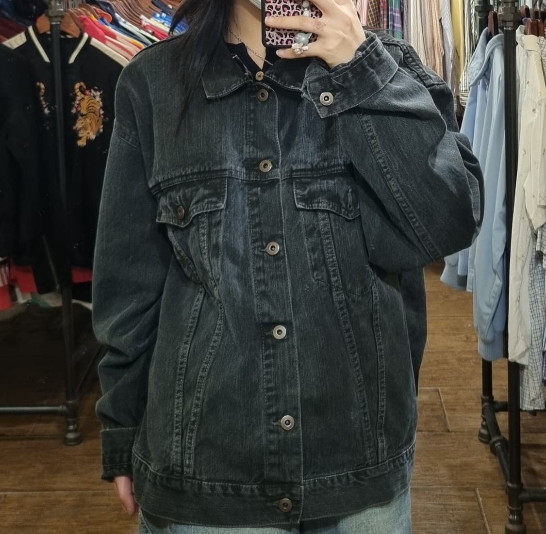 [Hi] vtg 빈티지 데님 자켓 블랙 상품이미지1