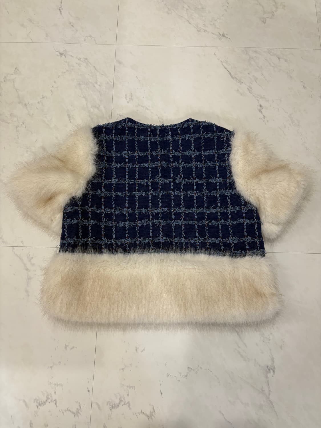 트위드 퍼 반팔자켓 상품이미지4