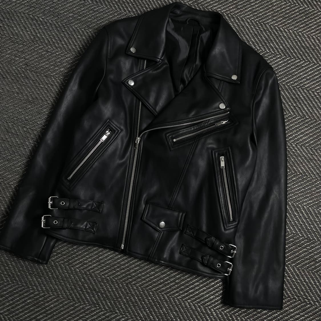 지이크 비건 레더 라이더 가죽 자켓 블랙y 3978 상품이미지1