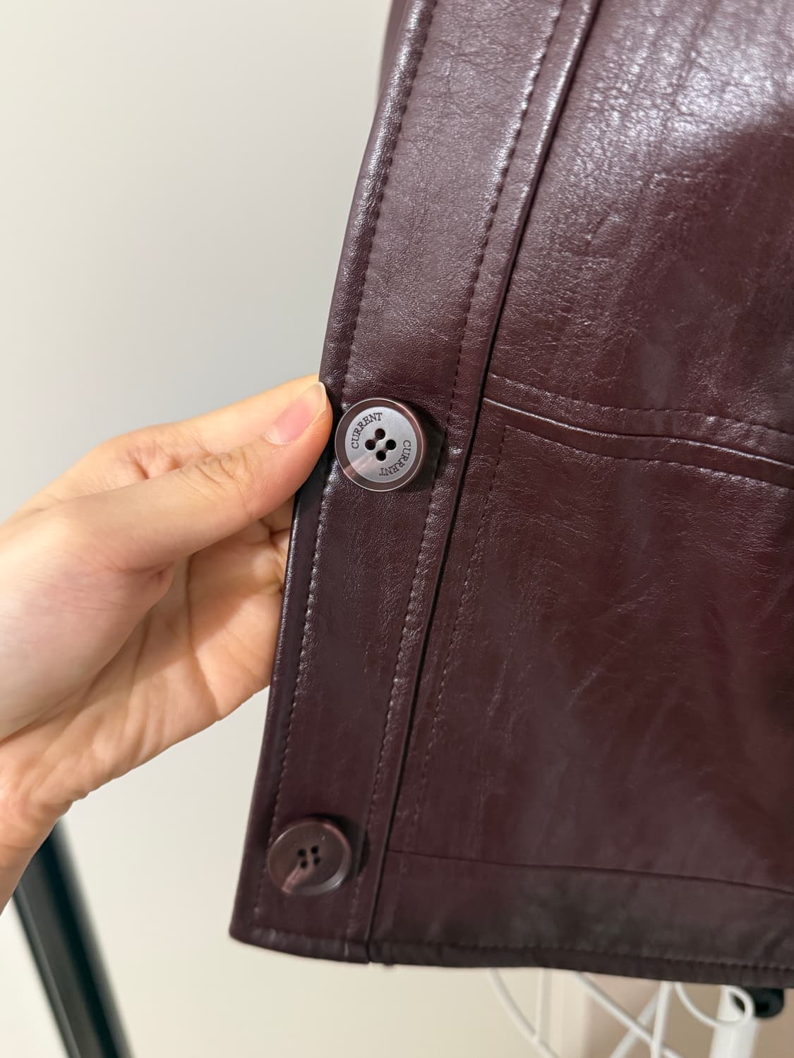 커렌트 크롭 레더 자켓 브릭 상품이미지4