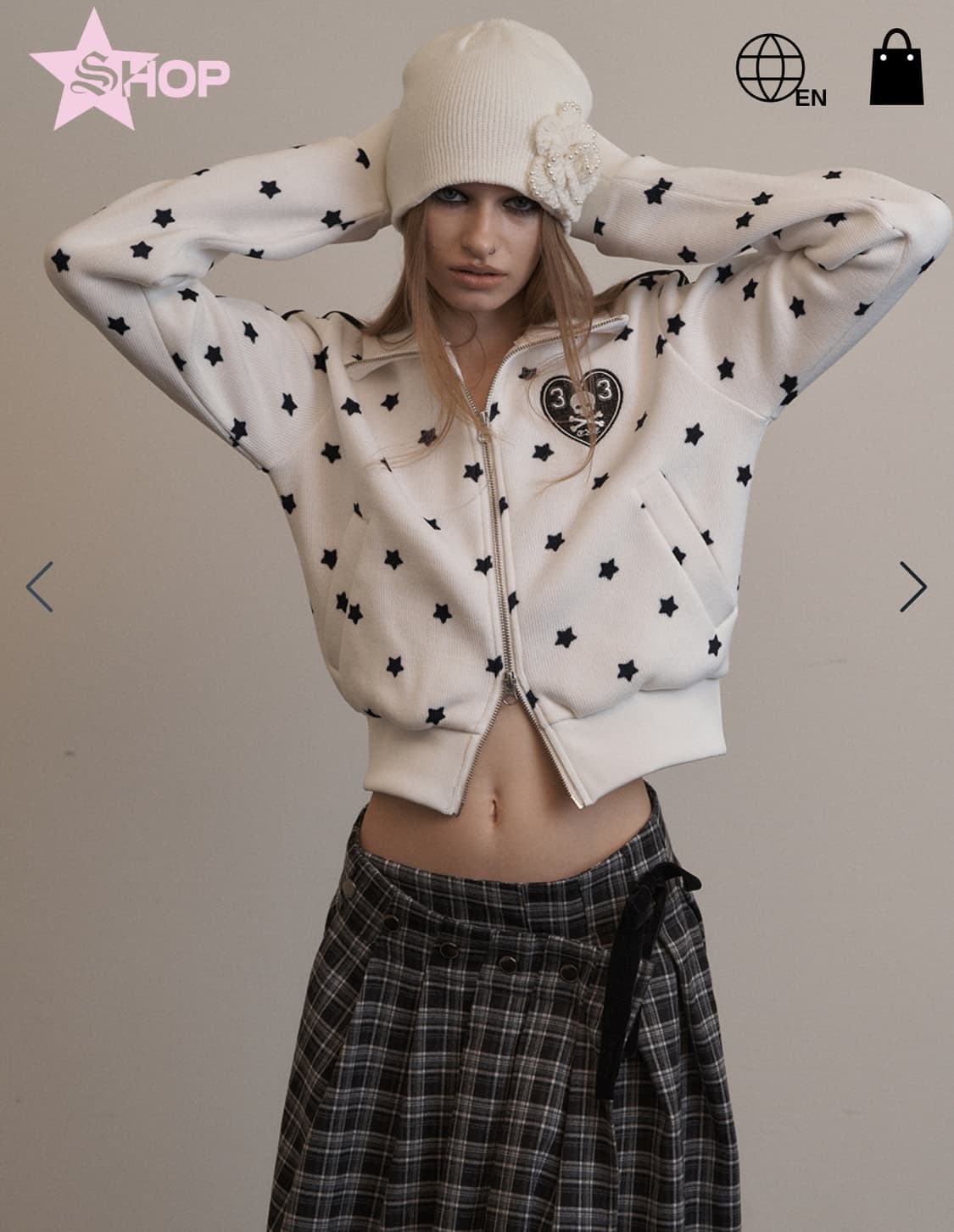 셋업이엑스이  STAR SPORTY ZIP-UP / WHITE 상품이미지3