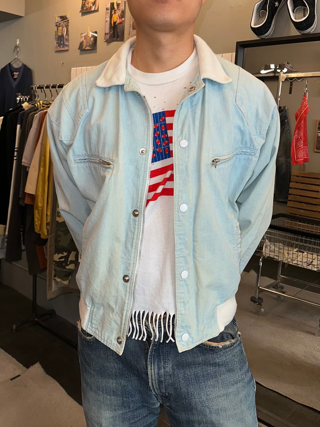 90’s American denim wash boomber jacket 상품이미지1