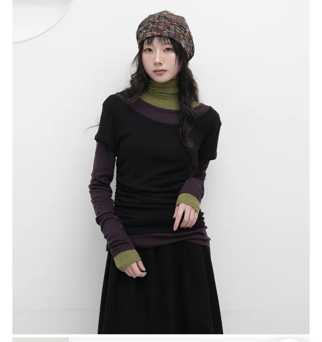  틸데서울 레이어드 텐셀 배색 티셔츠 상품이미지2