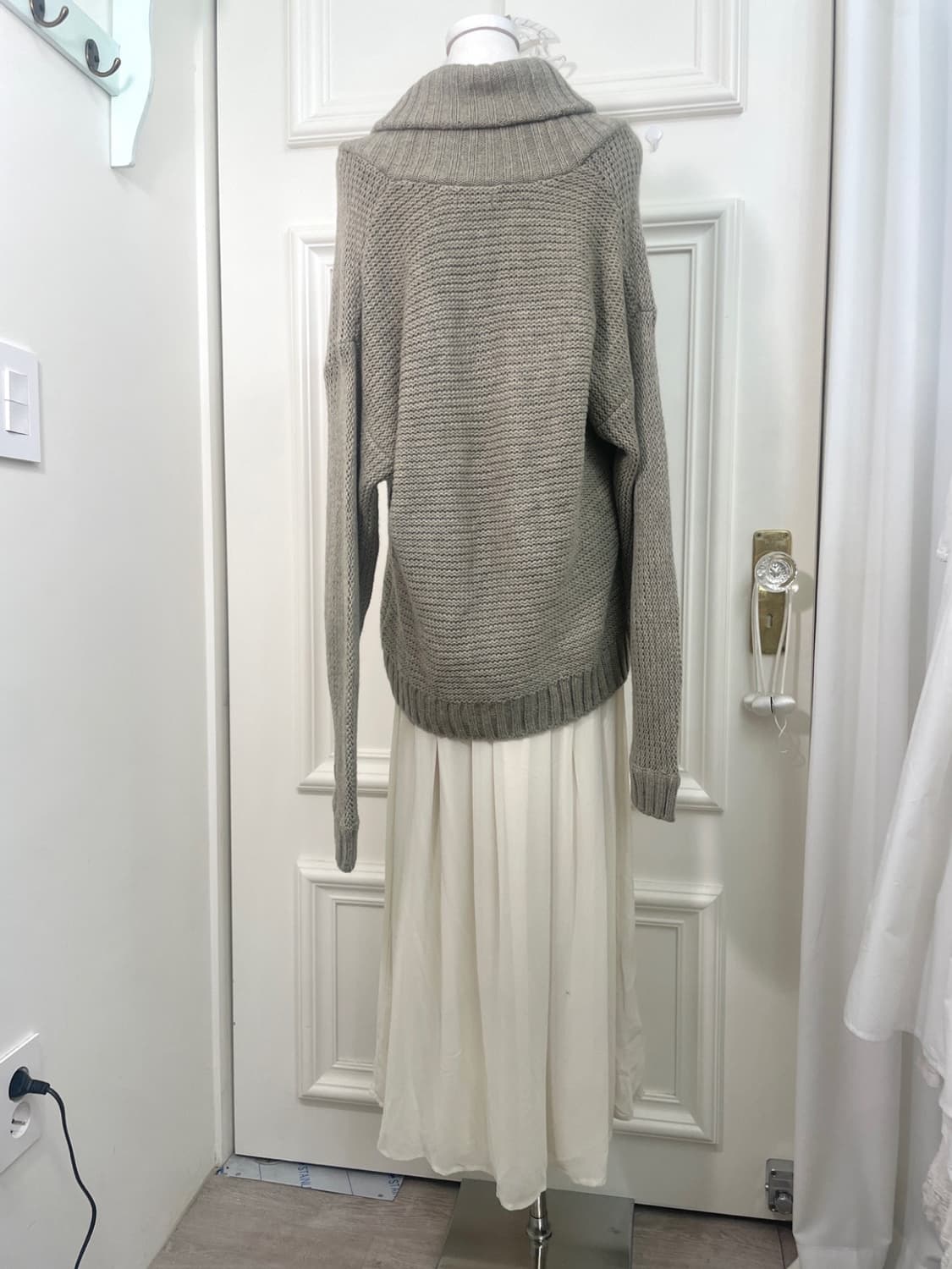 khaki double over collar cardigan 상품이미지4