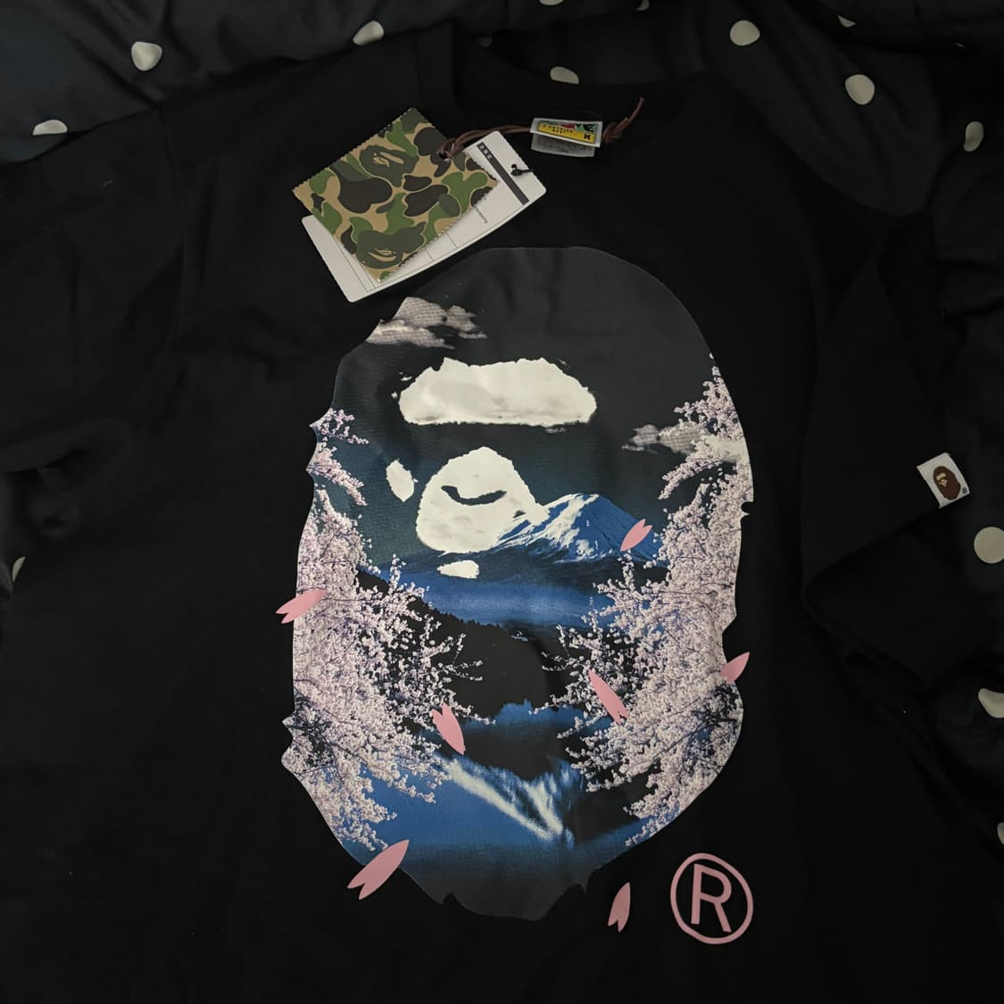 베이프 사쿠라 포토 에이프 헤드 티셔츠 블랙 m 상품이미지1