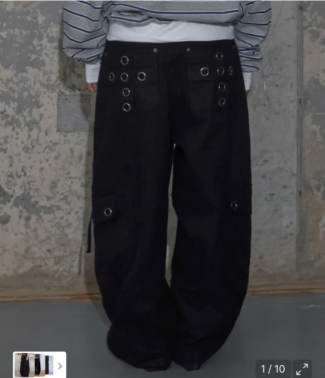 팬시클럽 크로스 포켓 카고팬츠 블랙 상품이미지1