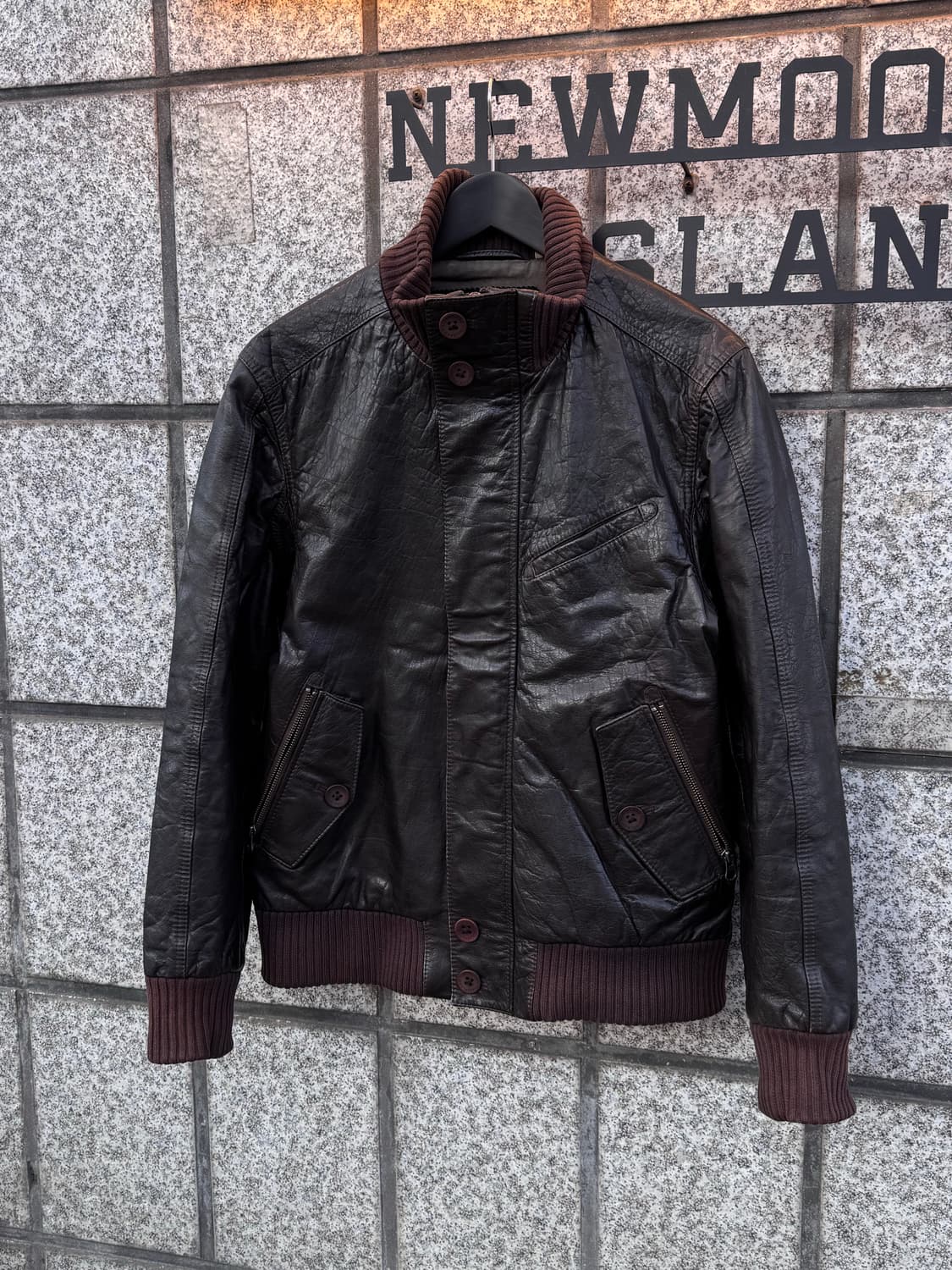 팀버랜드 카우하이드 하이넥 가죽자켓  상품이미지1