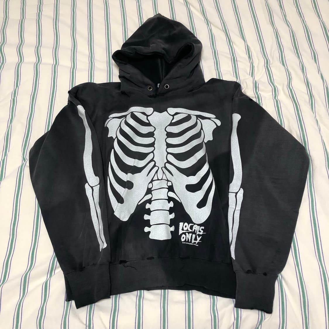 Locals Only 스켈레톤 후디 XL 썬 페이디드 블랙 상품이미지1