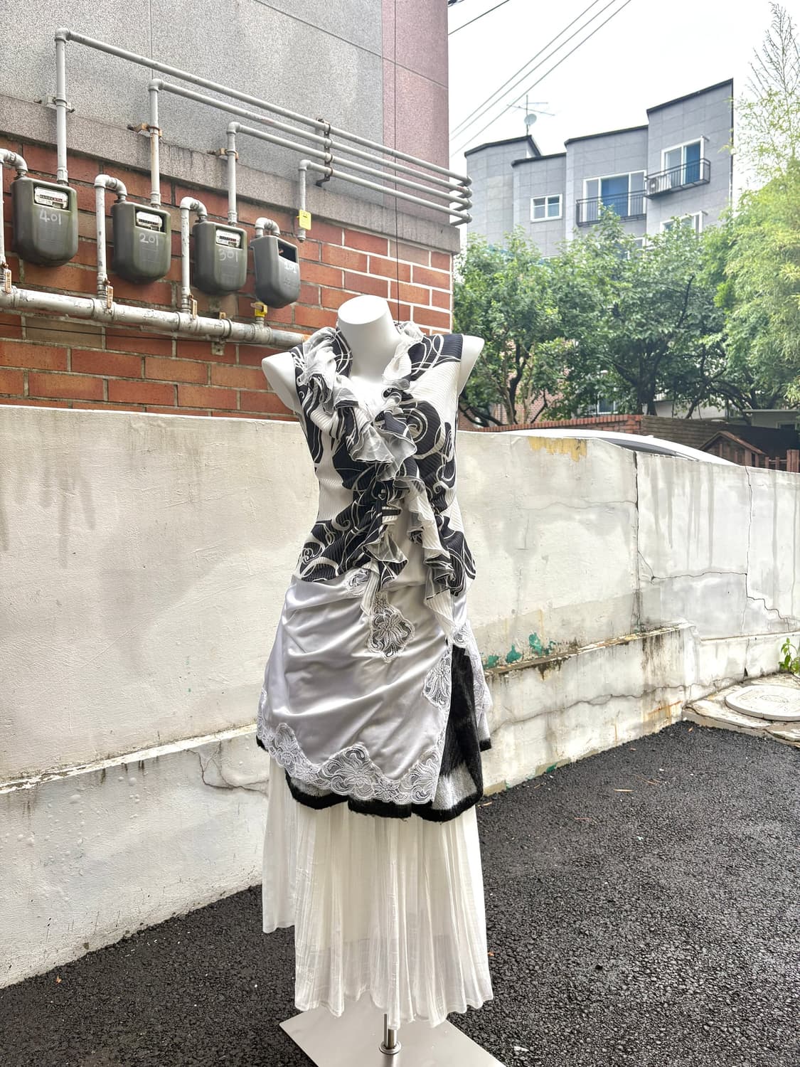 빈티지 오리엔탈 긱시크 페어리 블랙 화이트 코디 세트 상품이미지2